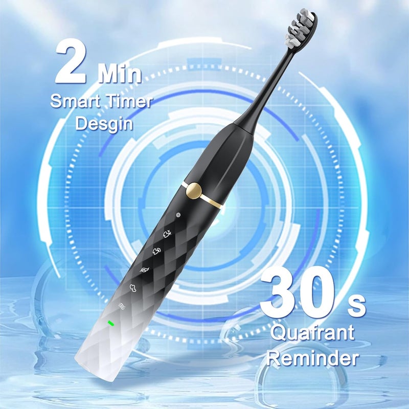 Seapeoa Electric Toothbrush Set, Equipped with 10 Brush Heads and Travel case, IPX8 Waterproof, 2-Minute Timer, 42000 high-Frequency Vibrations, 5 Modes, The First Choice for Gift Giving - Image 4